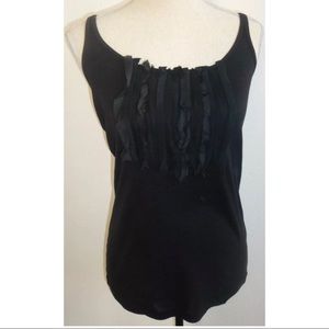 Size L J Crew Black Tank Top Detail Appliqué NEW